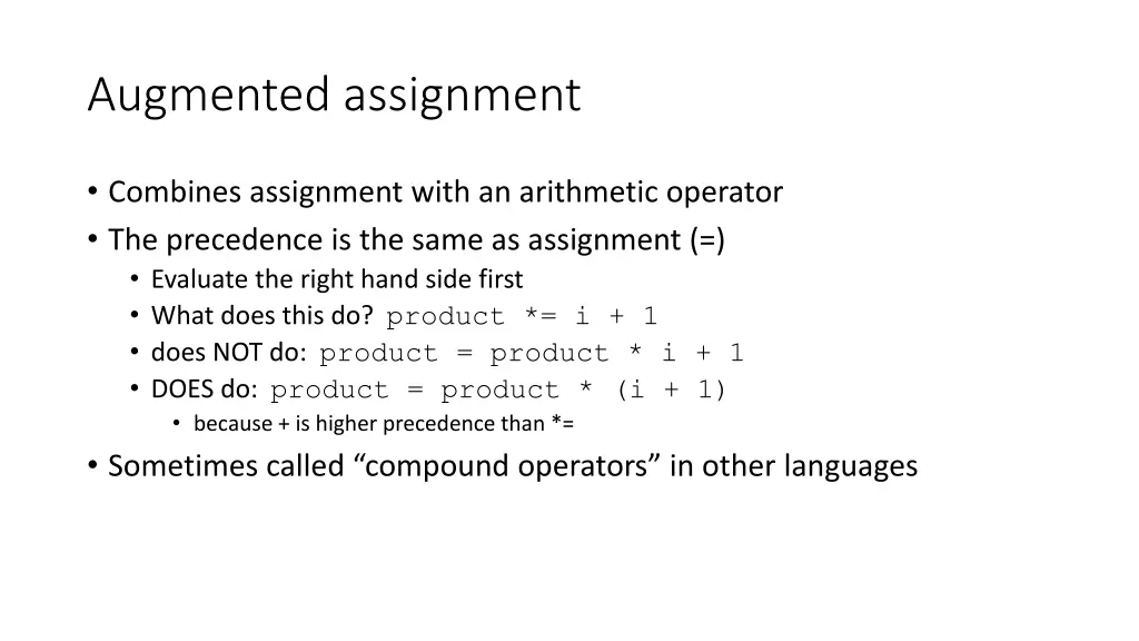augmented assignment 1
