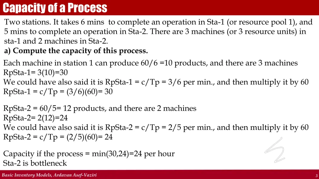 capacity of a process two stations it takes