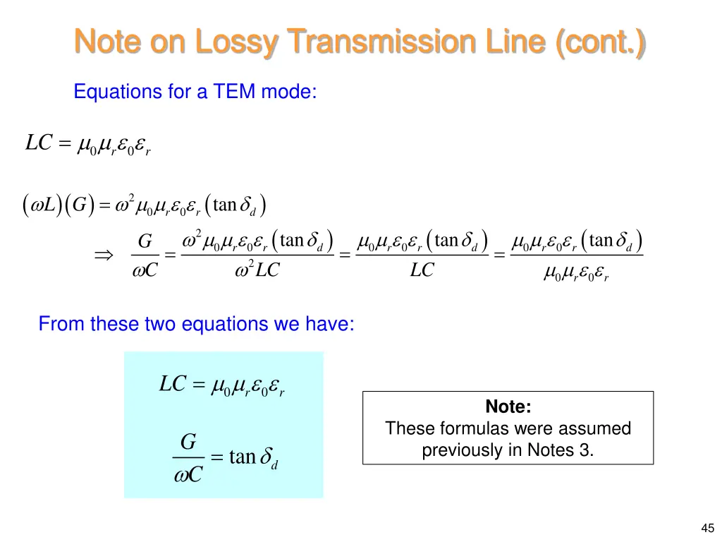 note on lossy transmission line cont 1