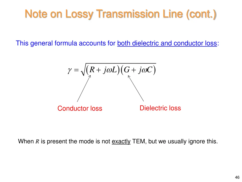 note on lossy transmission line cont 2