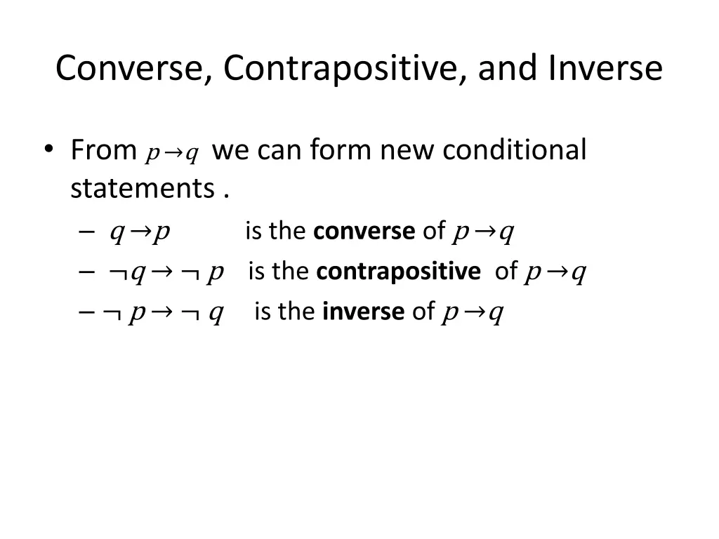 converse contrapositive and inverse