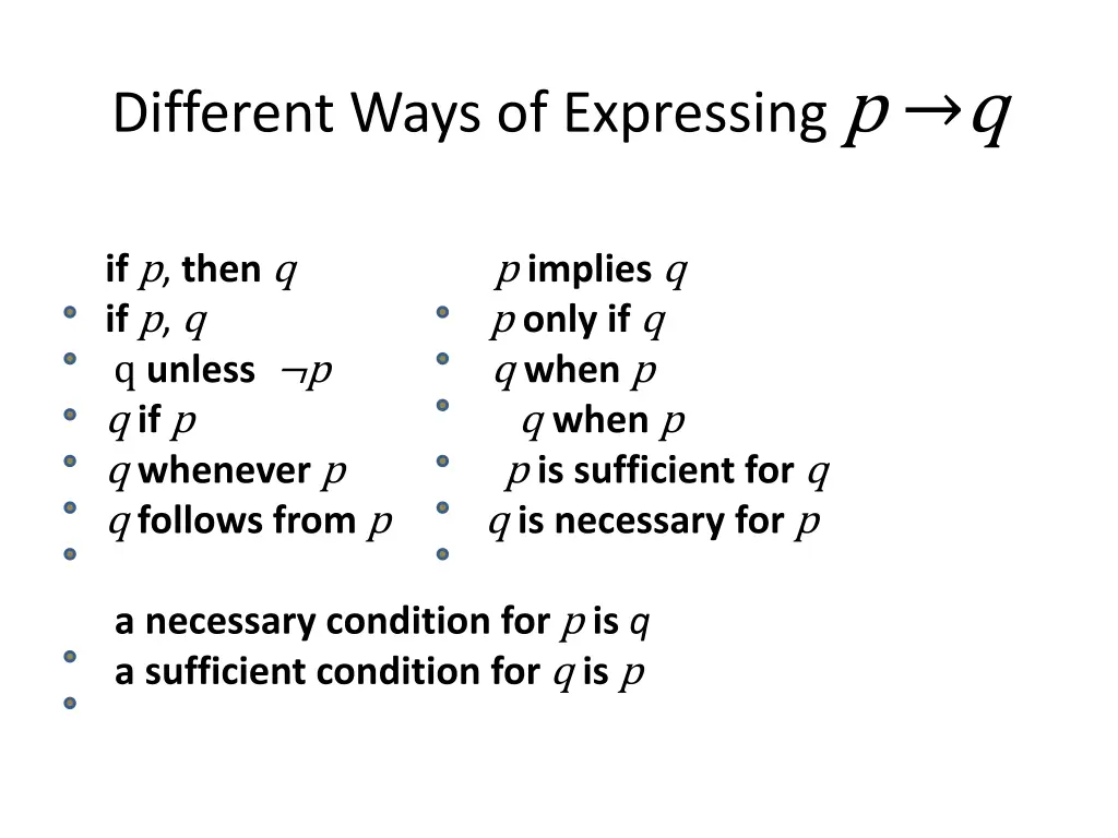 different ways of expressing p q