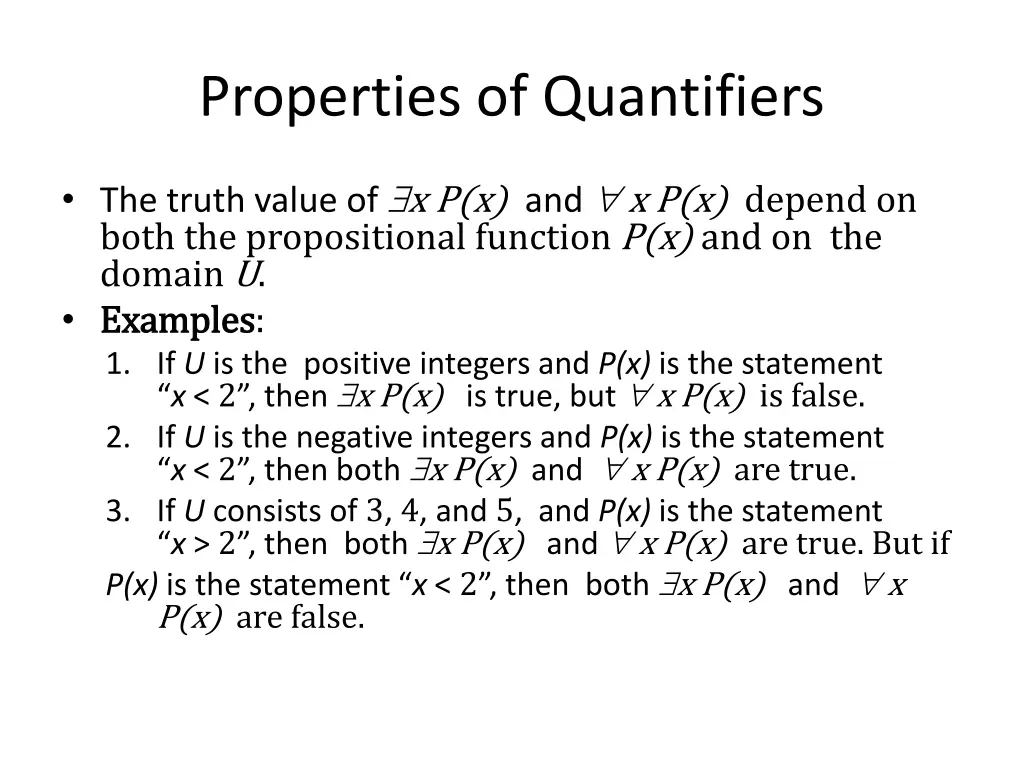 properties of quantifiers