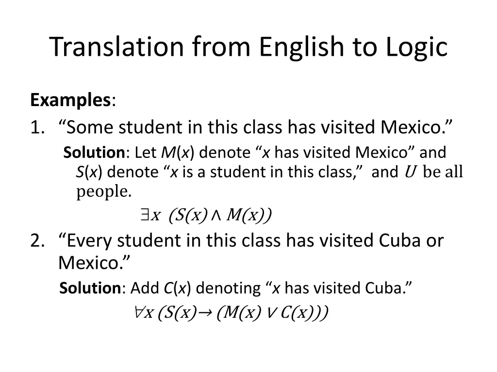 translation from english to logic