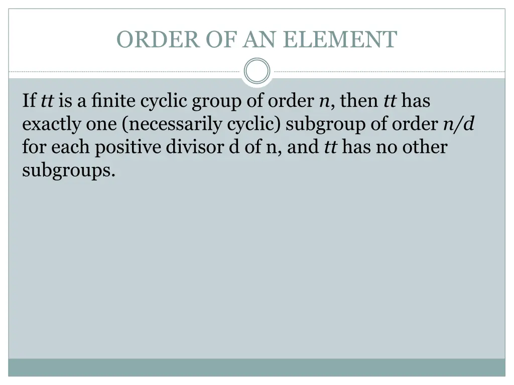 order of an element