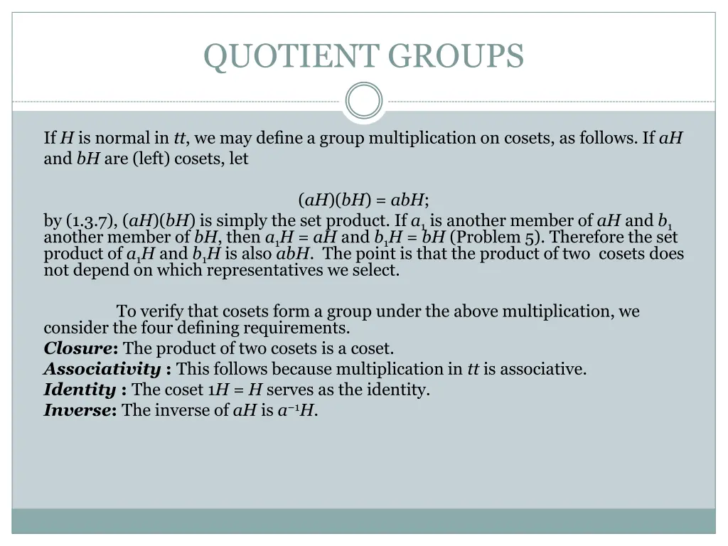 quotient groups