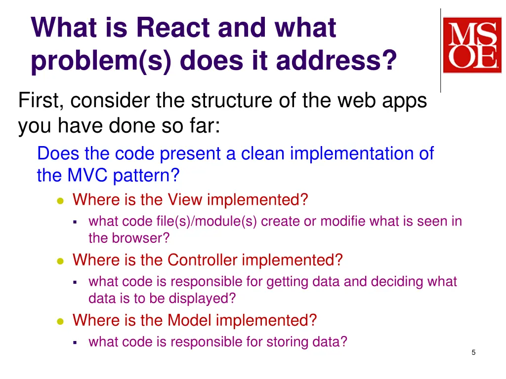 what is react and what problem s does it address