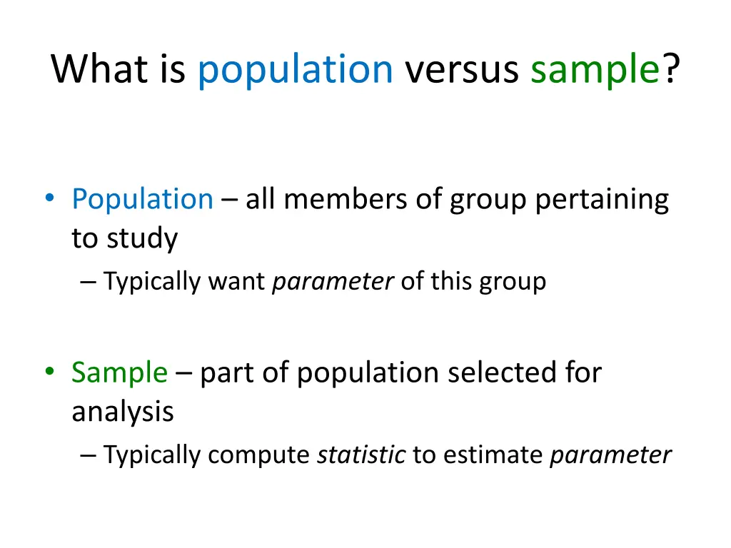 what is population versus sample 1