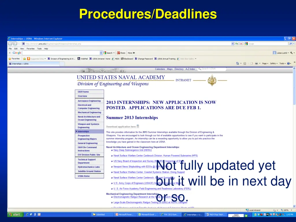 procedures deadlines