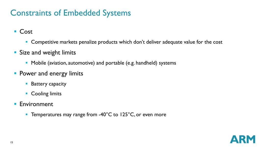 constraints of embedded systems