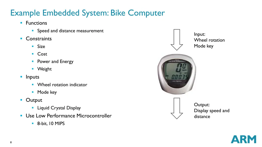 example embedded system bike computer functions
