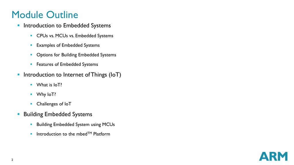 module outline introduction to embedded systems