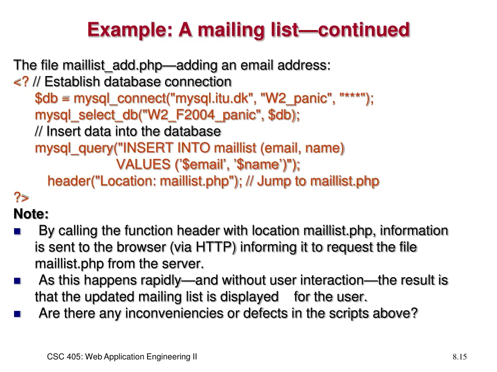 example a mailing list continued 3