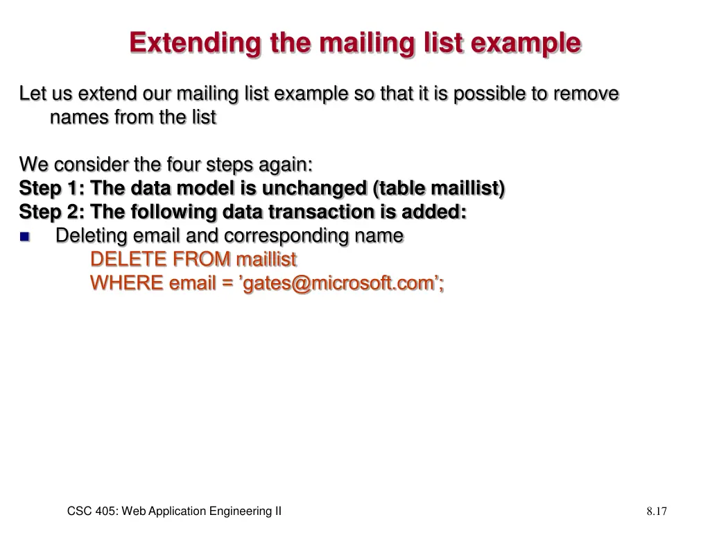 extending the mailing list example