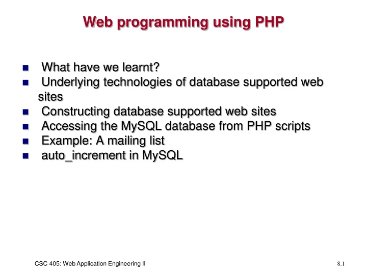 web programming using php