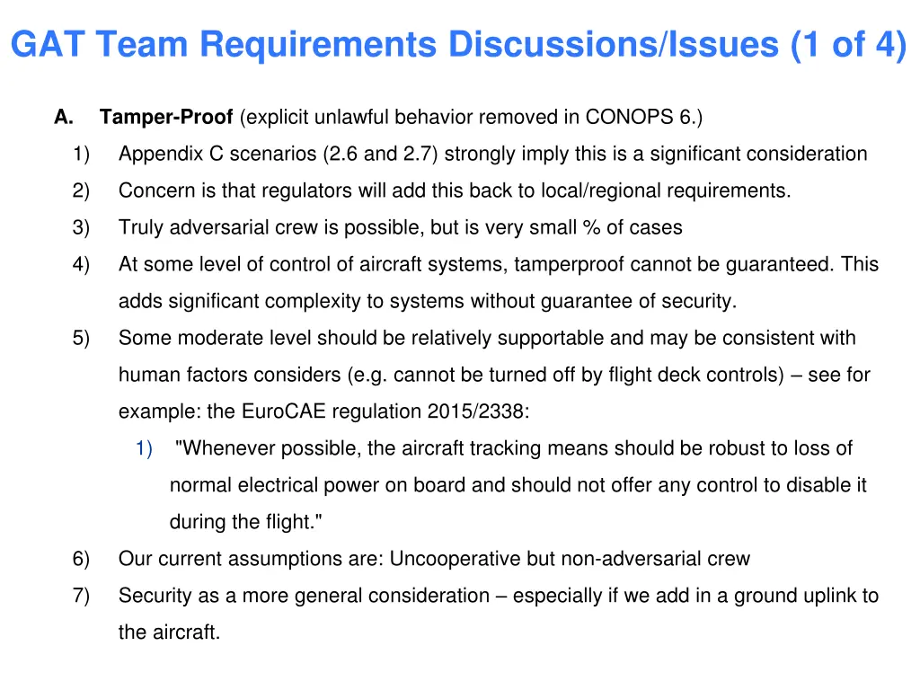 gat team requirements discussions issues 1 of 4