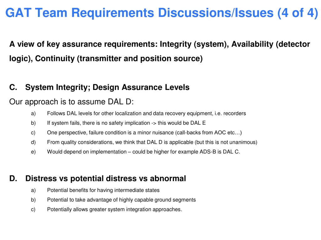 gat team requirements discussions issues 4 of 4