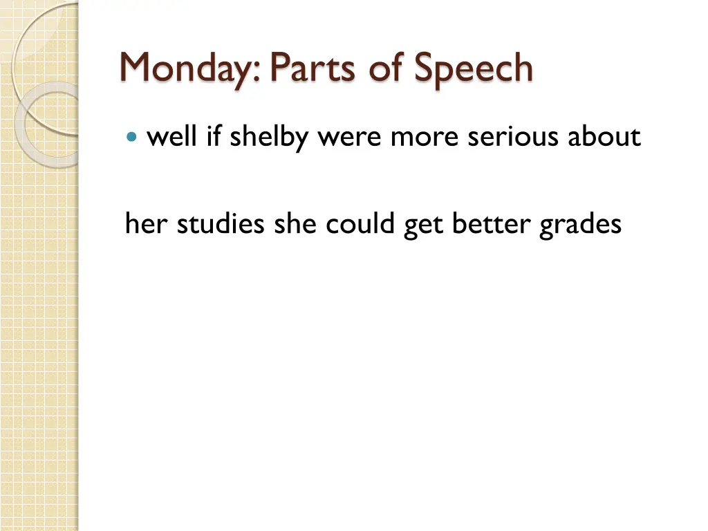monday parts of speech