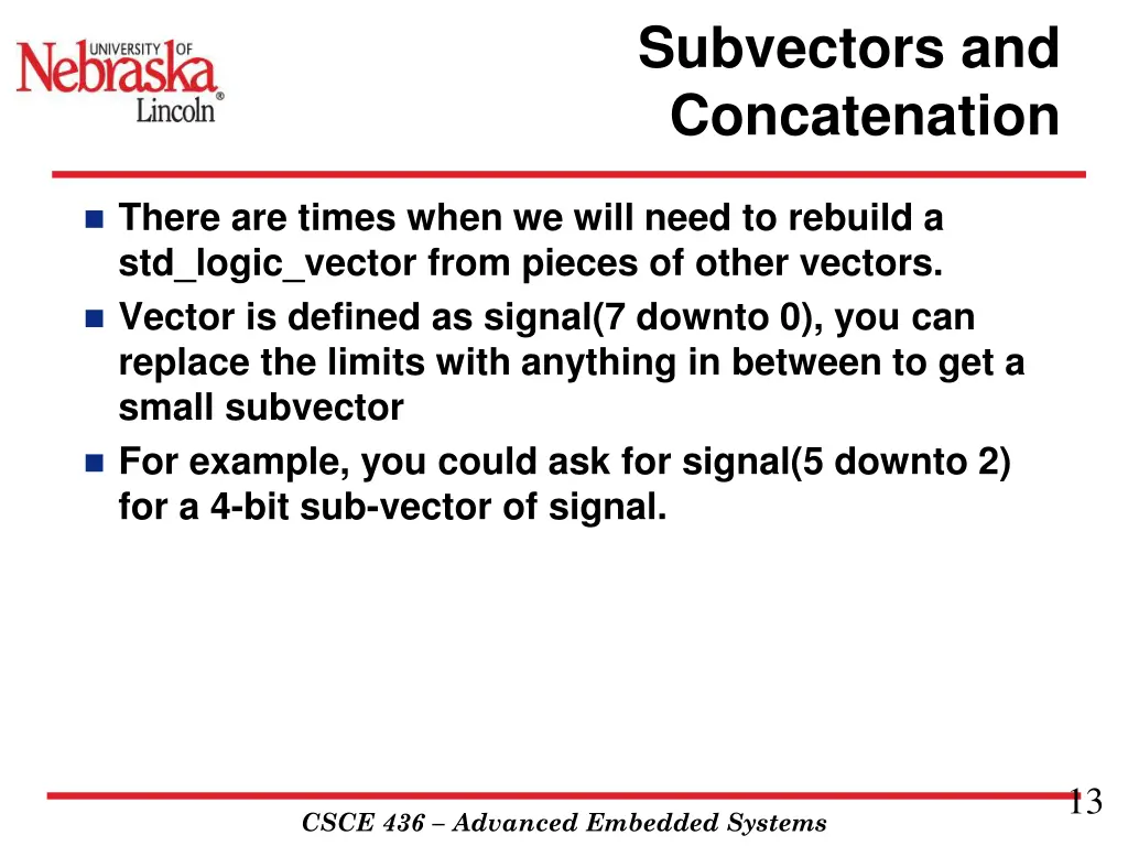 subvectors and concatenation