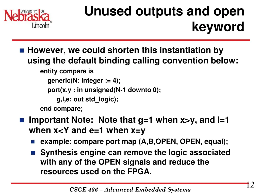 unused outputs and open