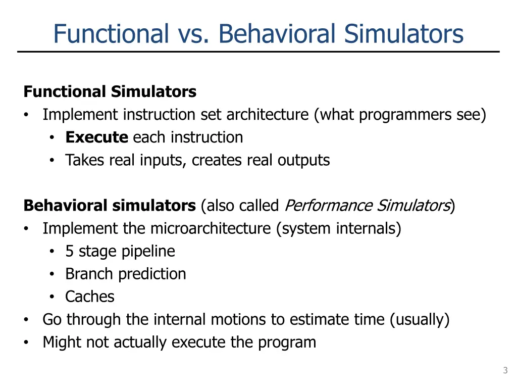 functional vs behavioral simulators