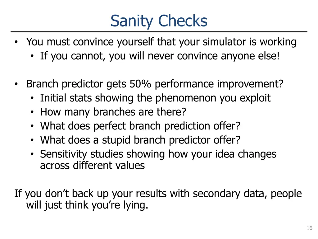 sanity checks