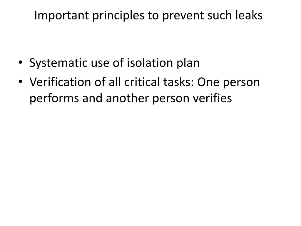 important principles to prevent such leaks