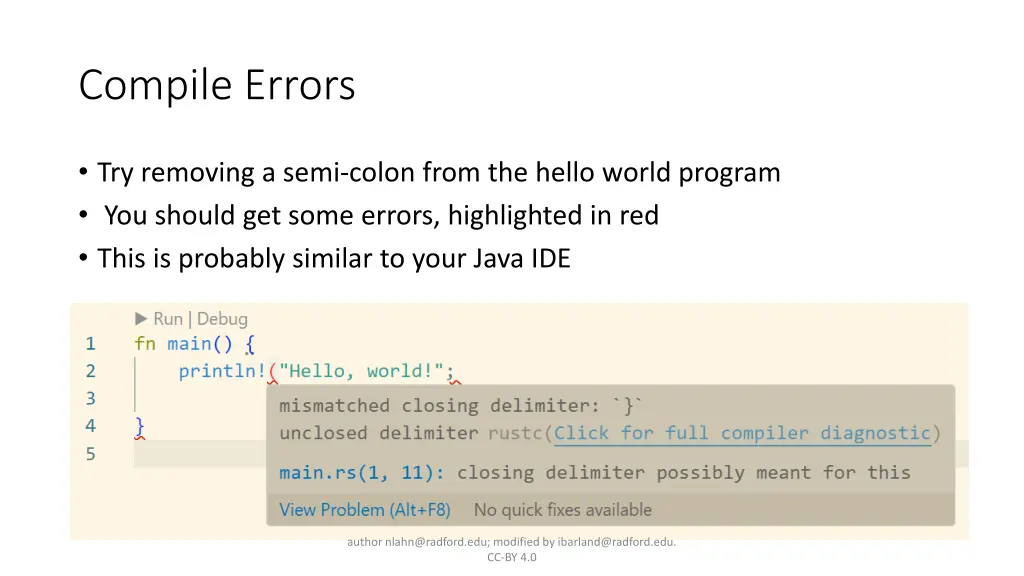 compile errors