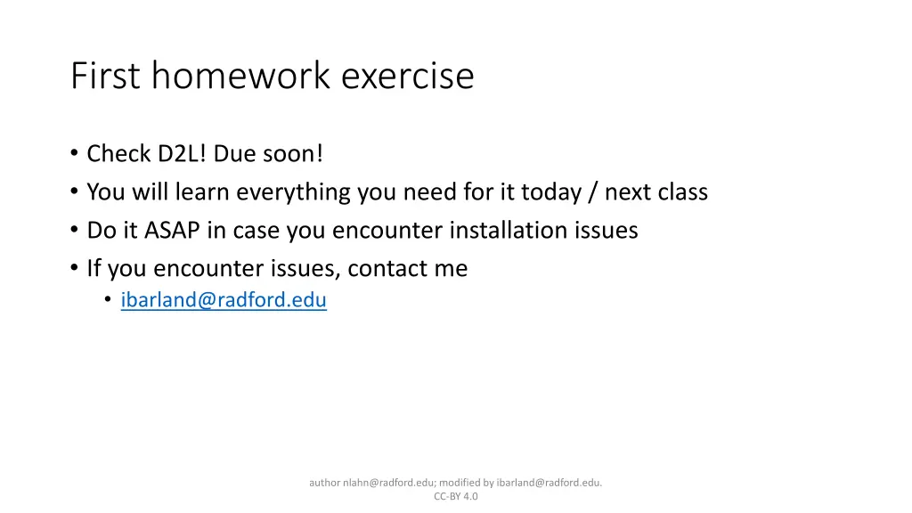 first homework exercise