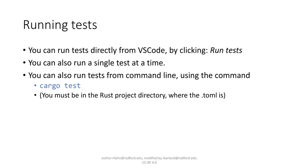 running tests