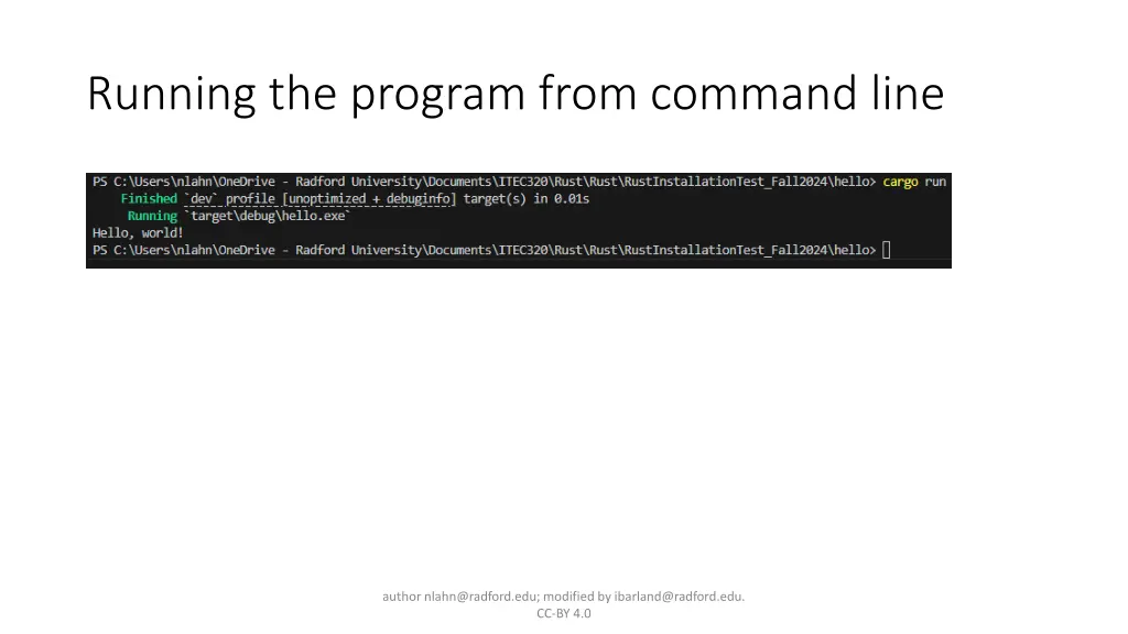 running the program from command line