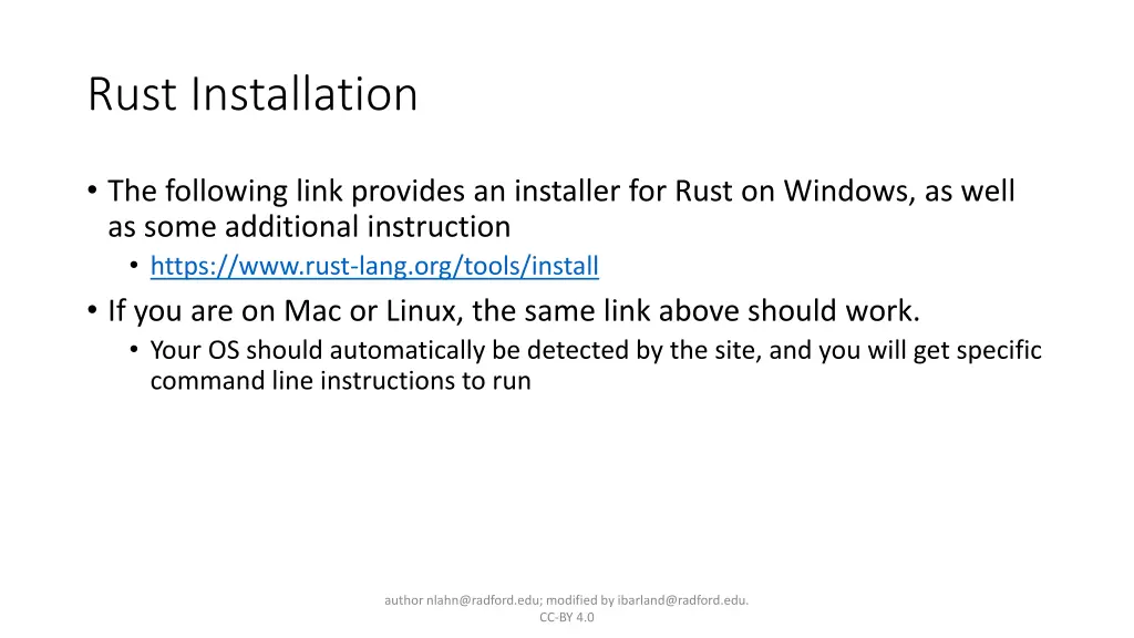 rust installation