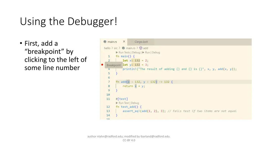 using the debugger