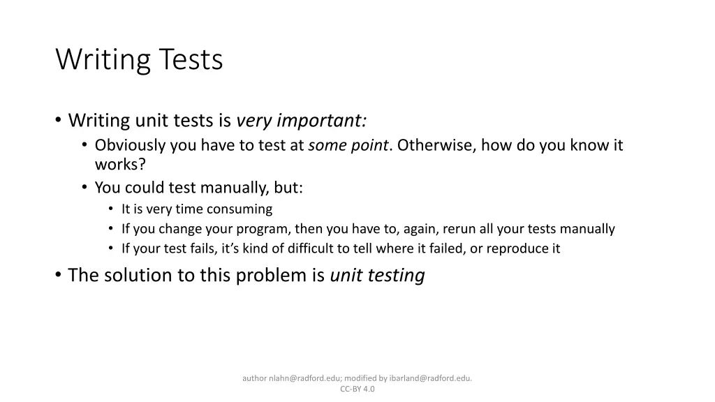 writing tests 1