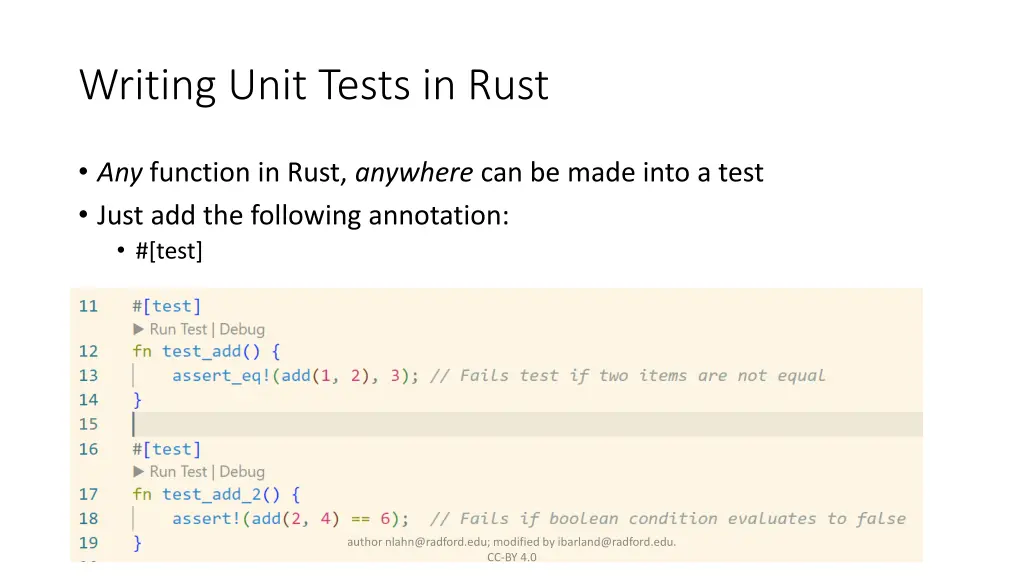 writing unit tests in rust