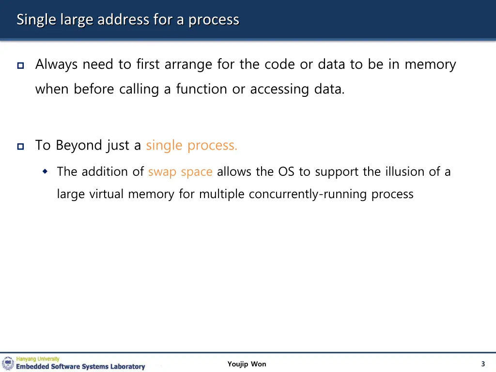 single large address for a process