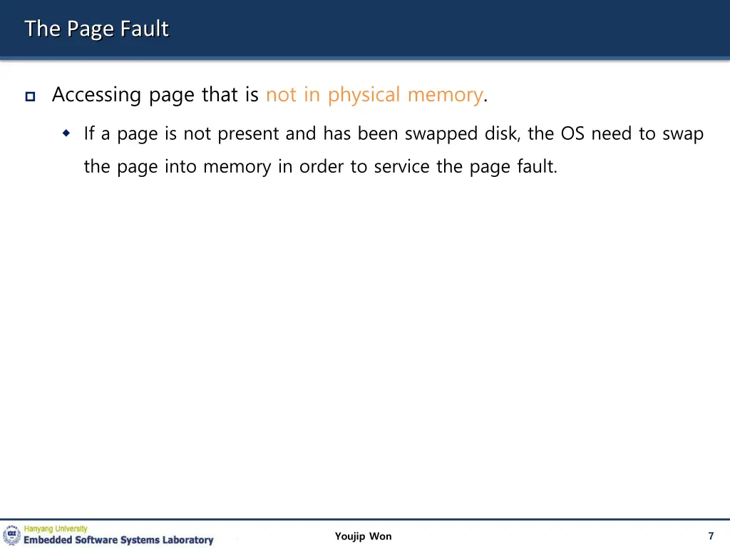 the page fault