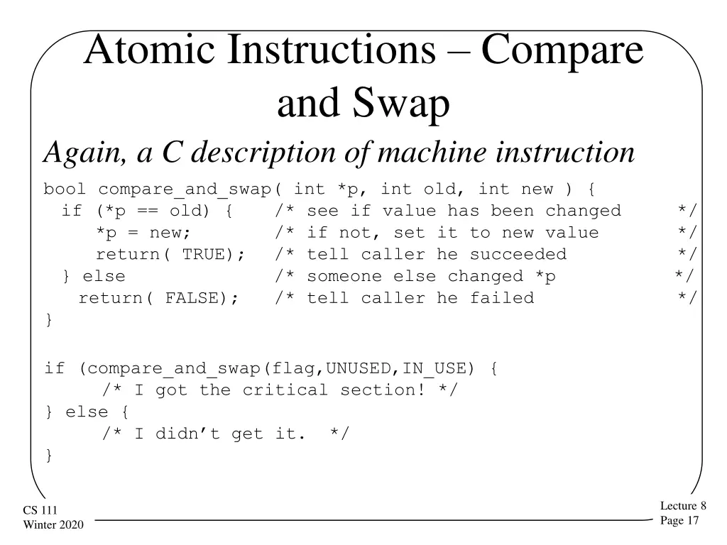 atomic instructions compare and swap again