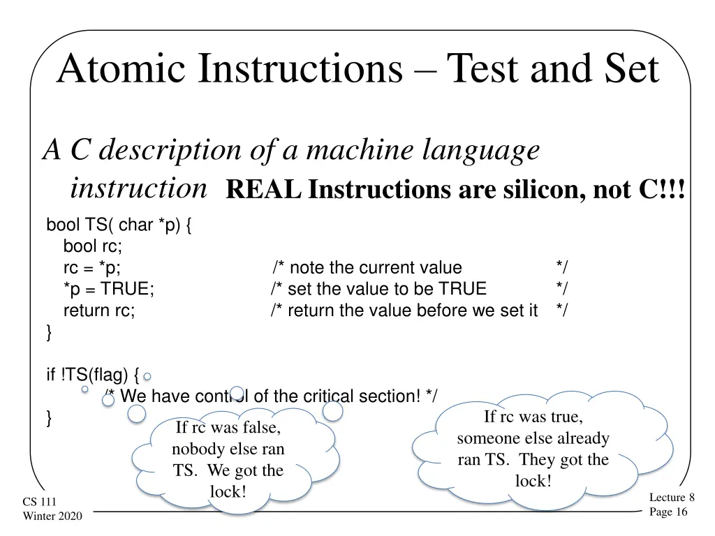 atomic instructions test and set