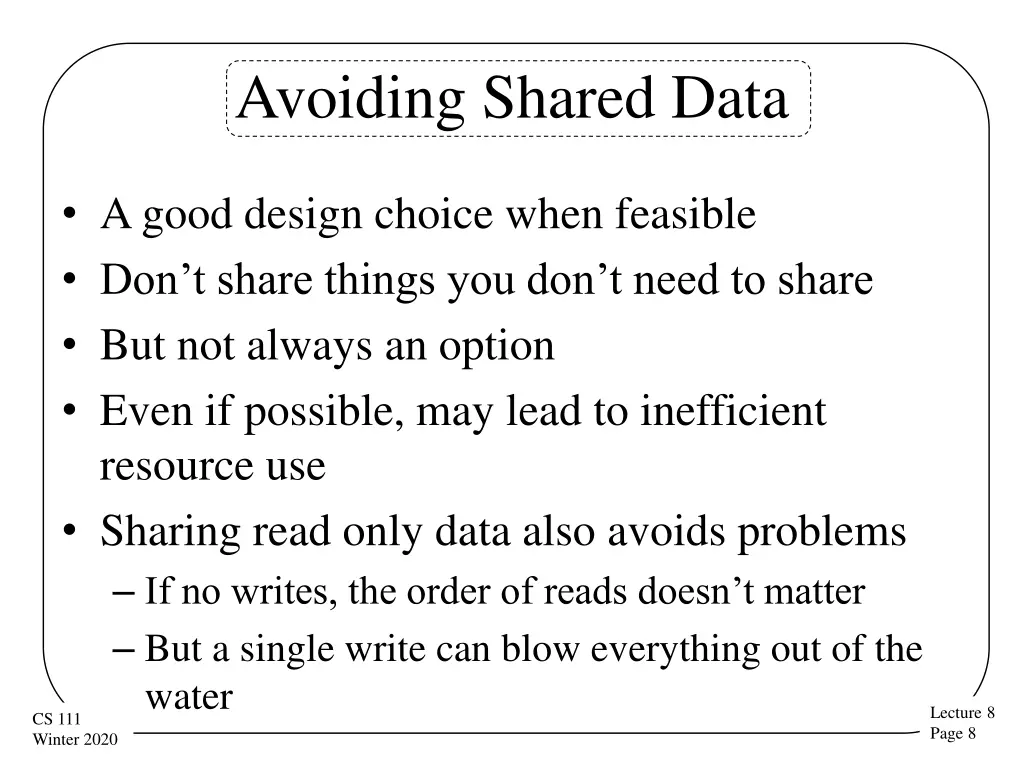 avoiding shared data