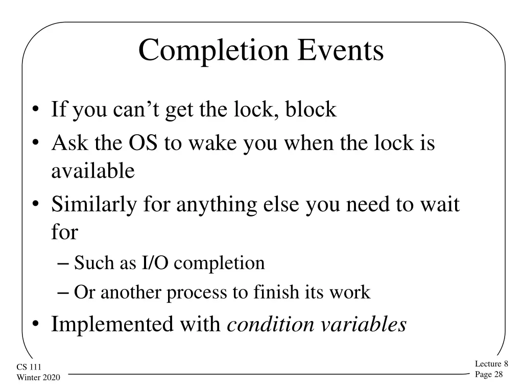 completion events