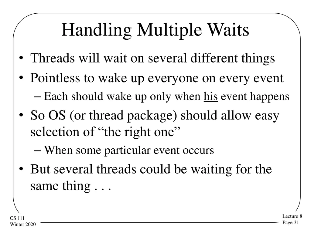 handling multiple waits