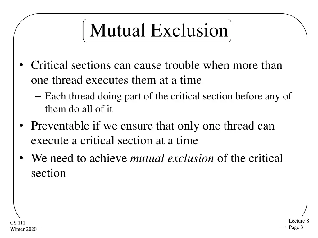 mutual exclusion