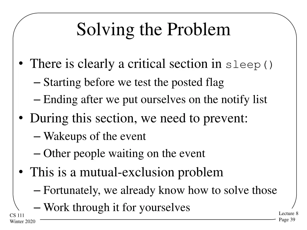 solving the problem