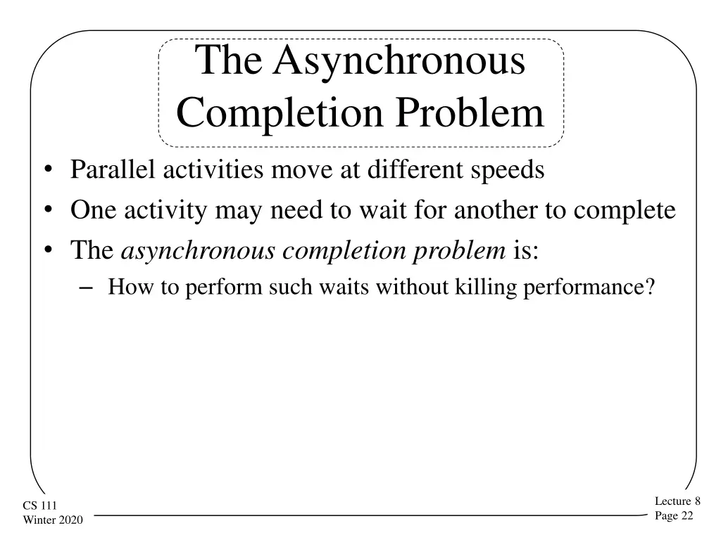 the asynchronous completion problem