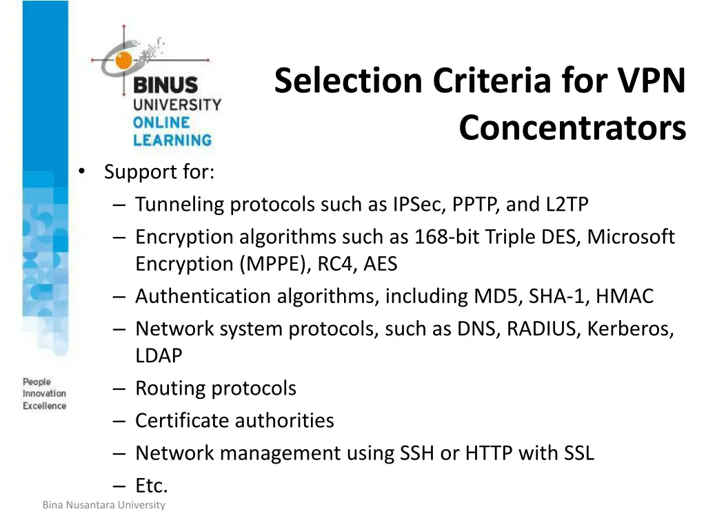 selection criteria for vpn concentrators
