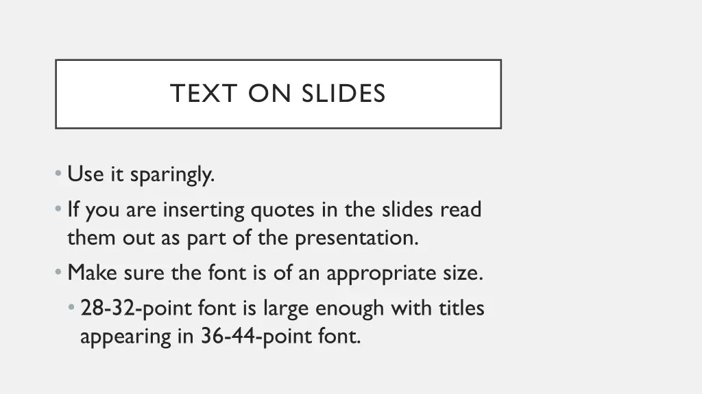 text on slides