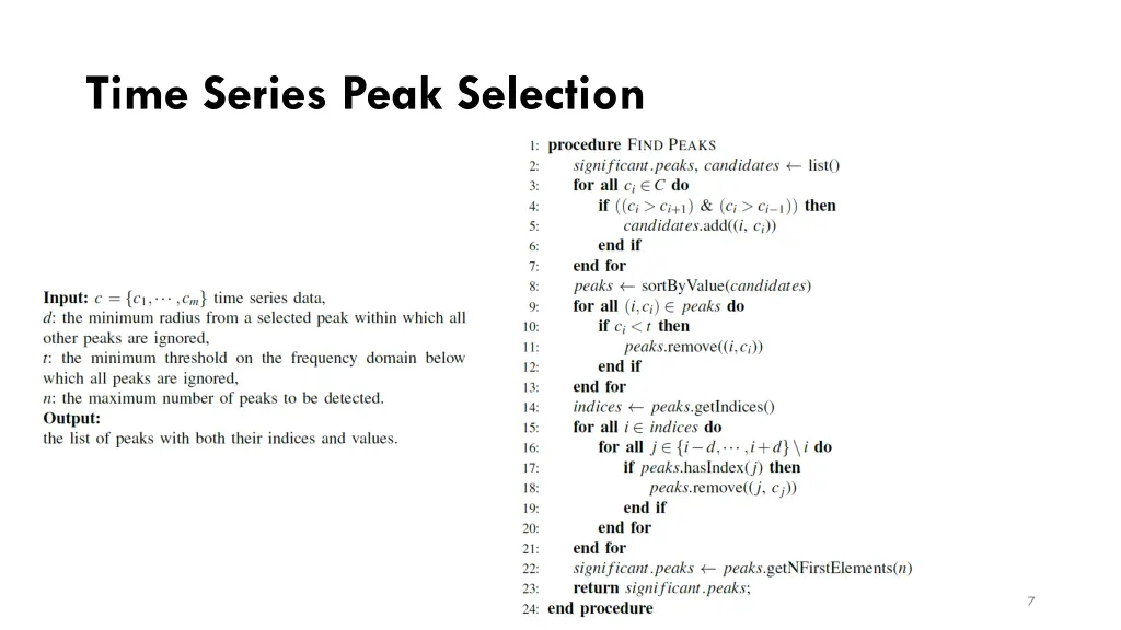 time series peak selection