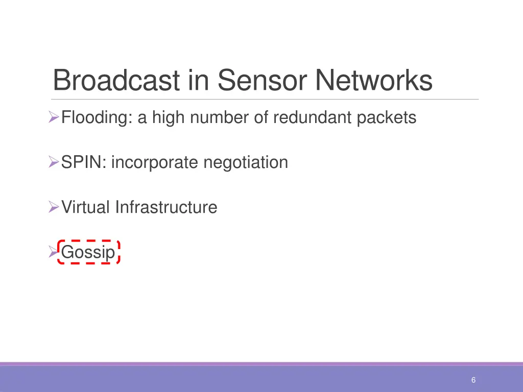 broadcast in sensor networks