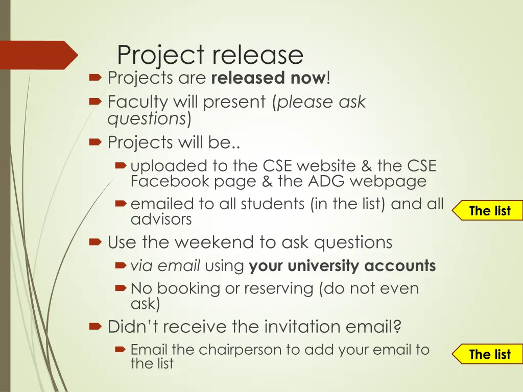 project release projects are released now faculty